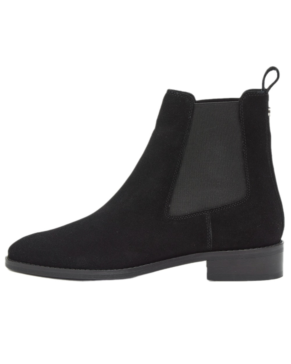 Black Coloured Chatham Womens Lynch Premium Suede Chelsea Boots on white background