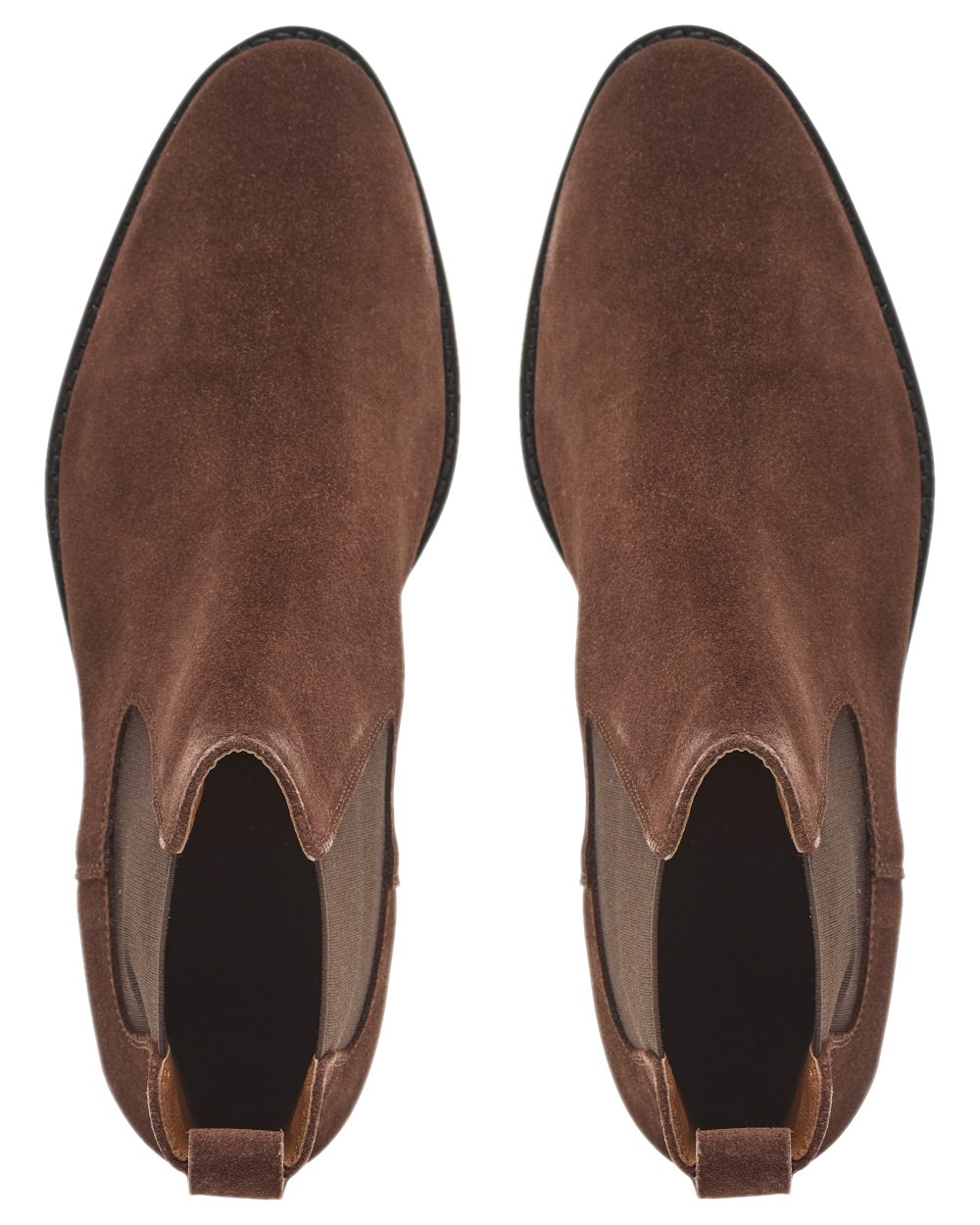 Dark Brown Coloured Chatham Womens Lynch Premium Suede Chelsea Boots on white background