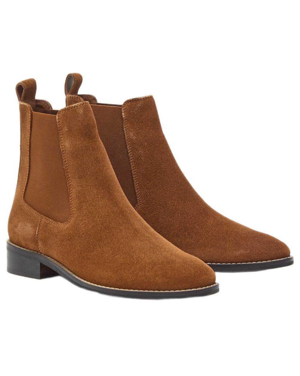 Tan Coloured Chatham Womens Lynch Premium Suede Chelsea Boots on white background