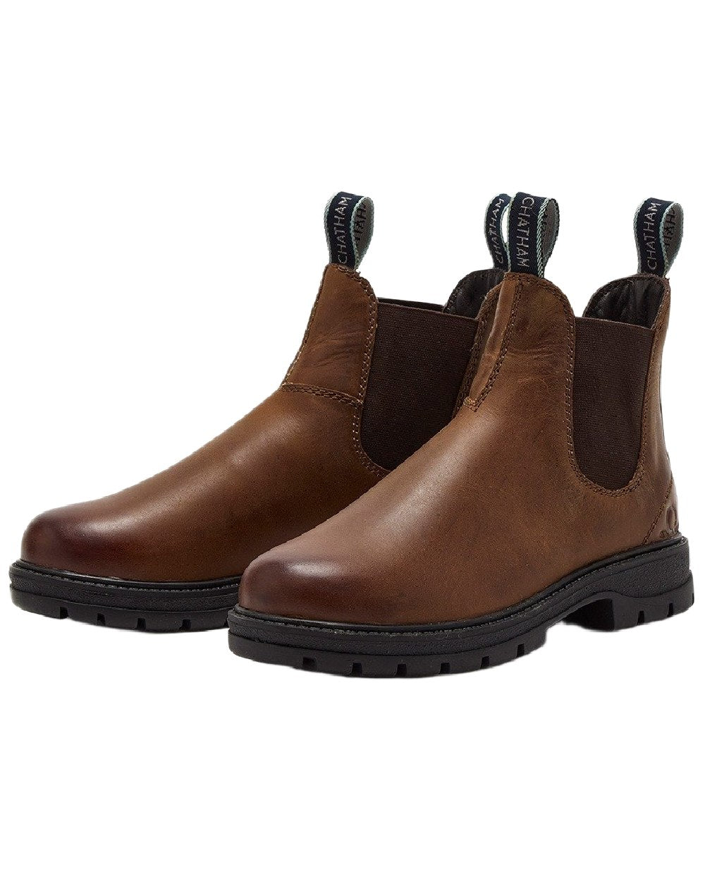 Tan Coloured Chatham Womens Oasby Premium Leather Outdoor Chelsea Boots on white background