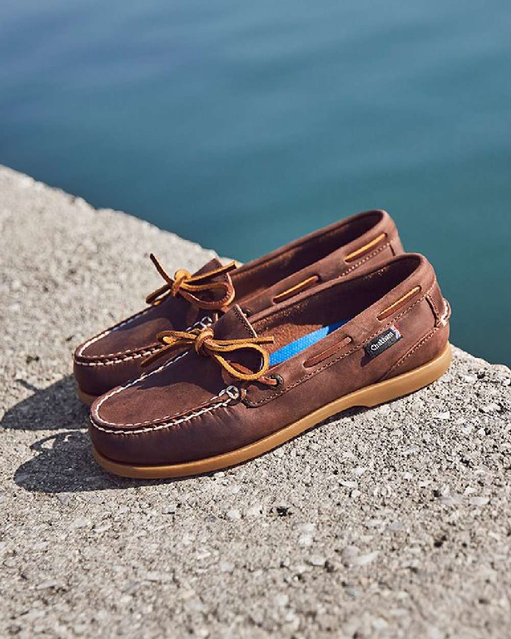 Chocolate Coloured Chatham Womens Olivia G2-Premium Nubuck Slip-On Deck Shoes on white background