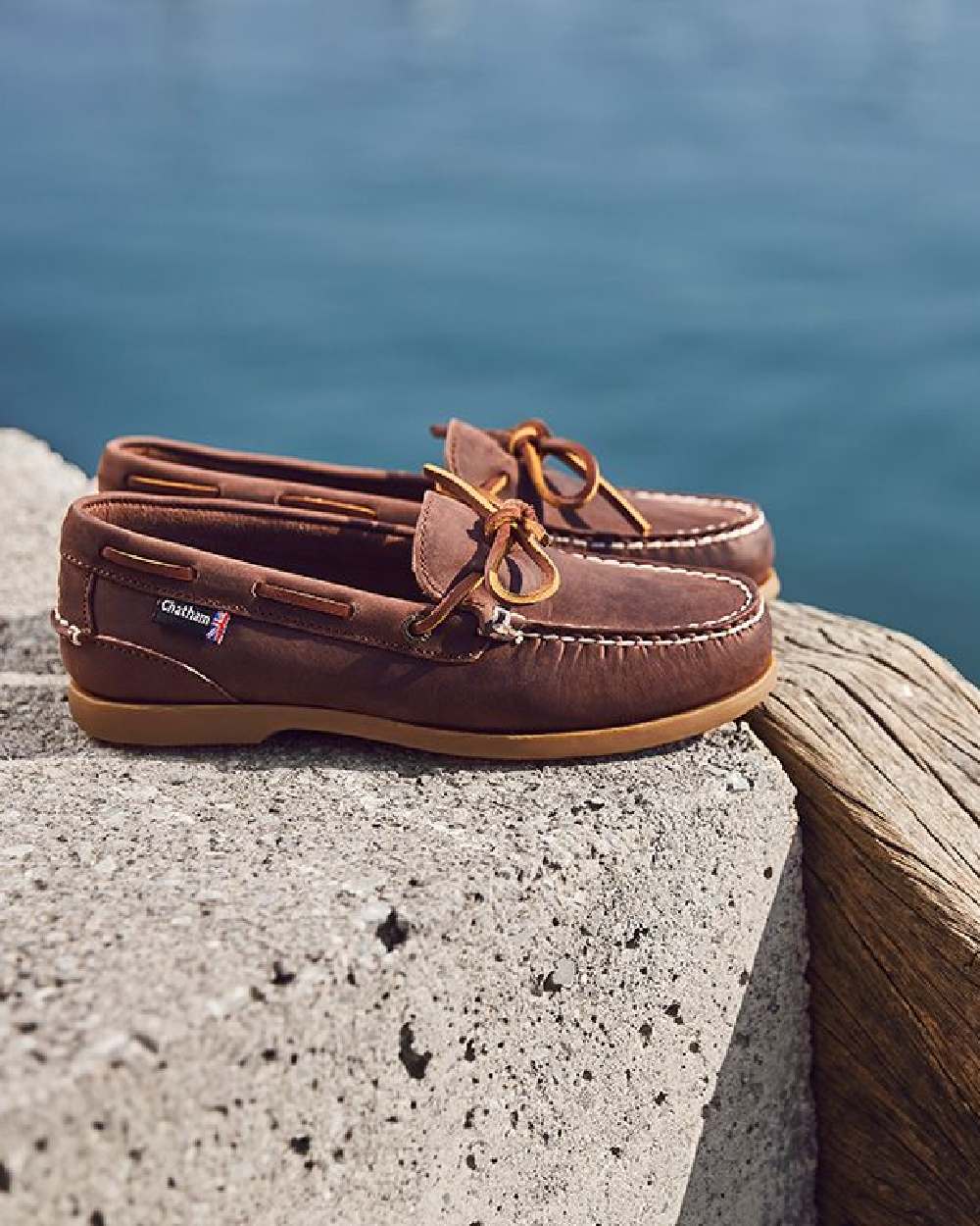 Chocolate Coloured Chatham Womens Olivia G2-Premium Nubuck Slip-On Deck Shoes on white background