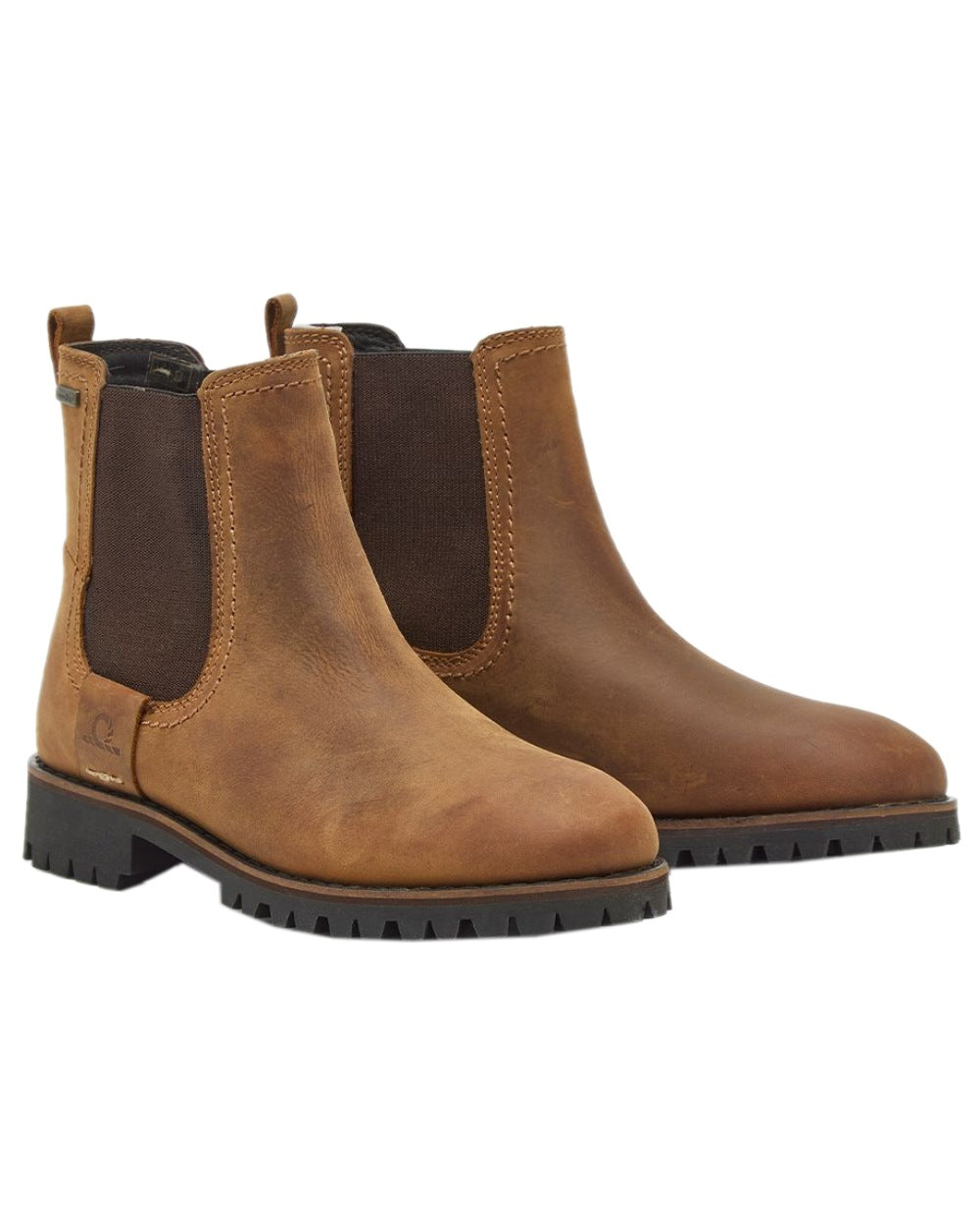 Walnut Coloured Chatham Womens Olympia II-Premium Leather Waterproof Chelsea Boots on white background