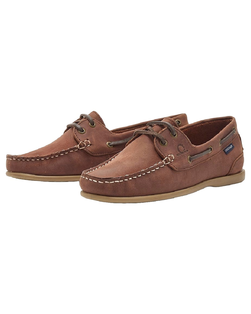 Burgundy Coloured Chatham Womens Penang Leather Boat Shoes on white background