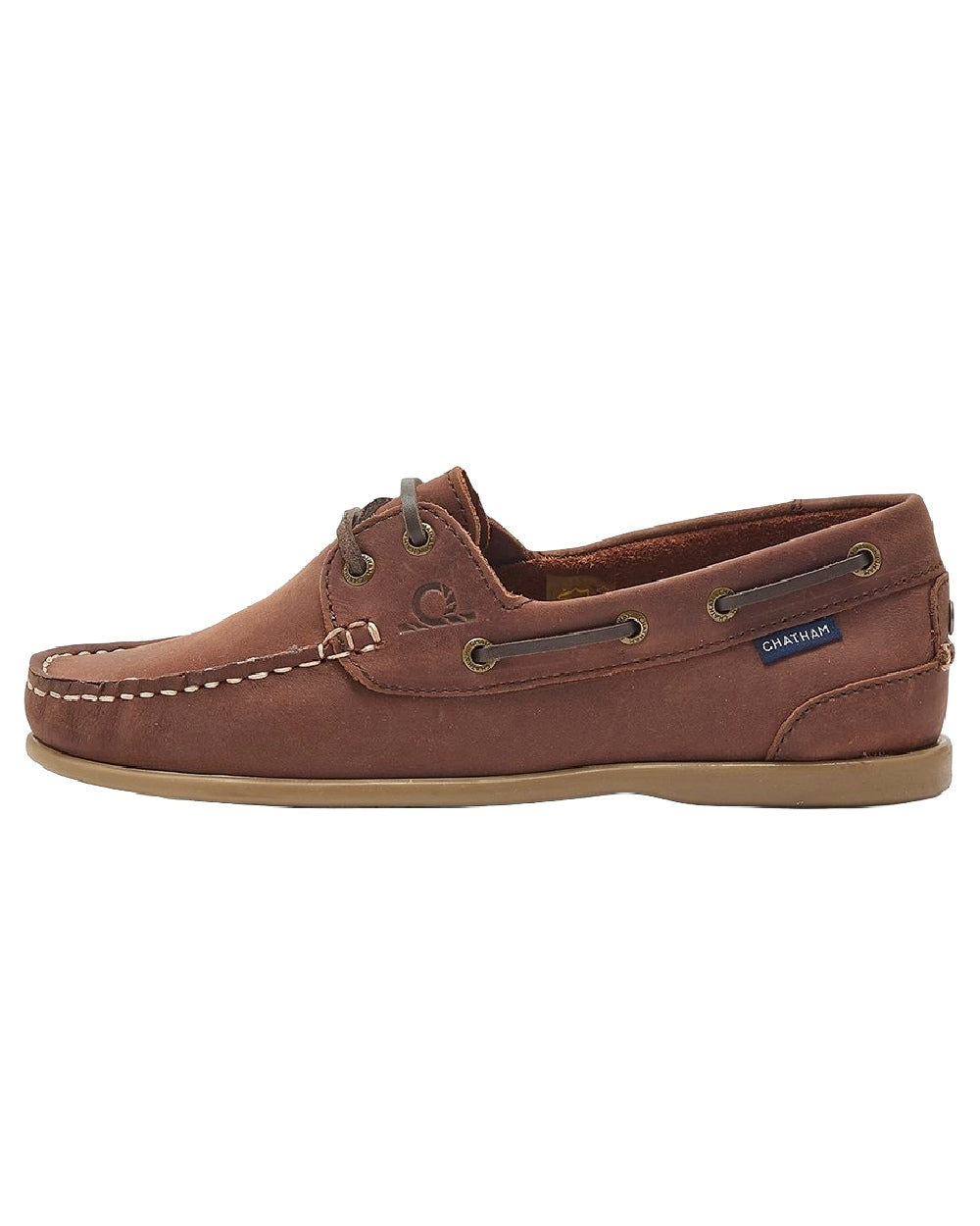 Burgundy Coloured Chatham Womens Penang Leather Boat Shoes on white background