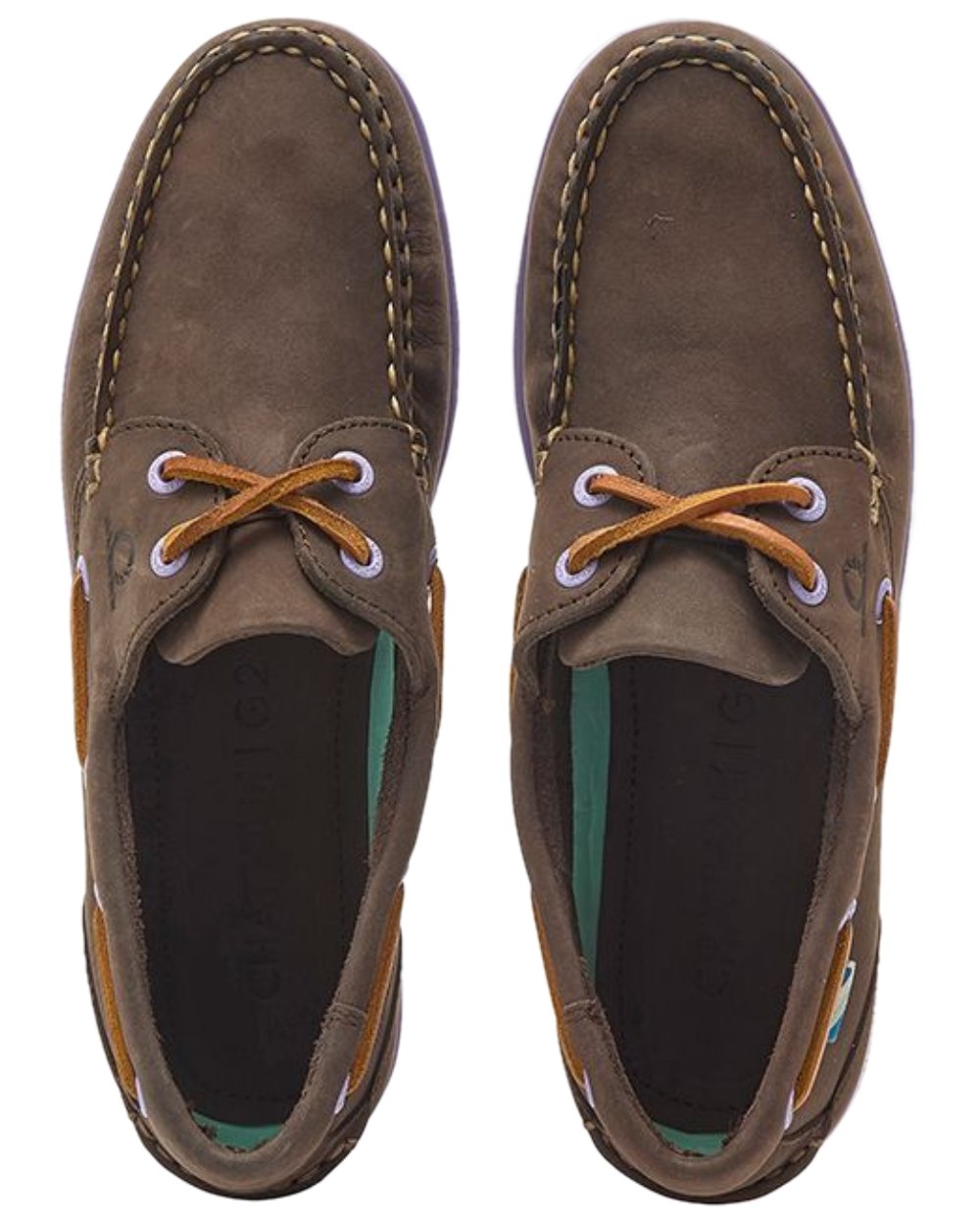 Dark Brown Lavender Coloured Chatham Womens Pippa II G2 Leather Boat Shoes on white background