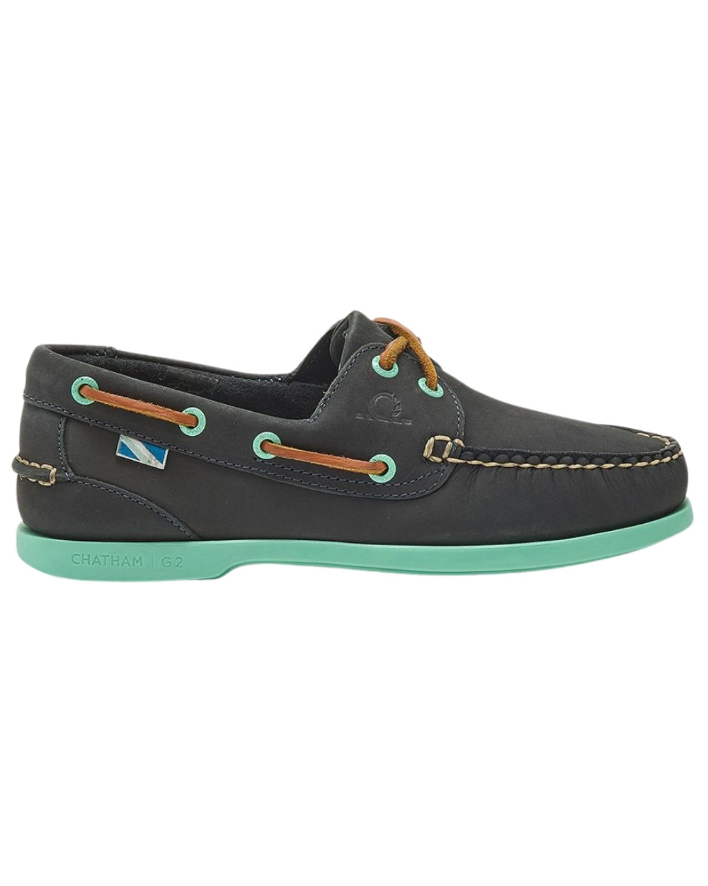 Navy Coloured Chatham Womens Pippa II G2 Leather Boat Shoes on white background