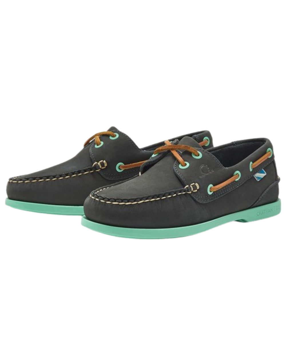 Navy Coloured Chatham Womens Pippa II G2 Leather Boat Shoes on white background