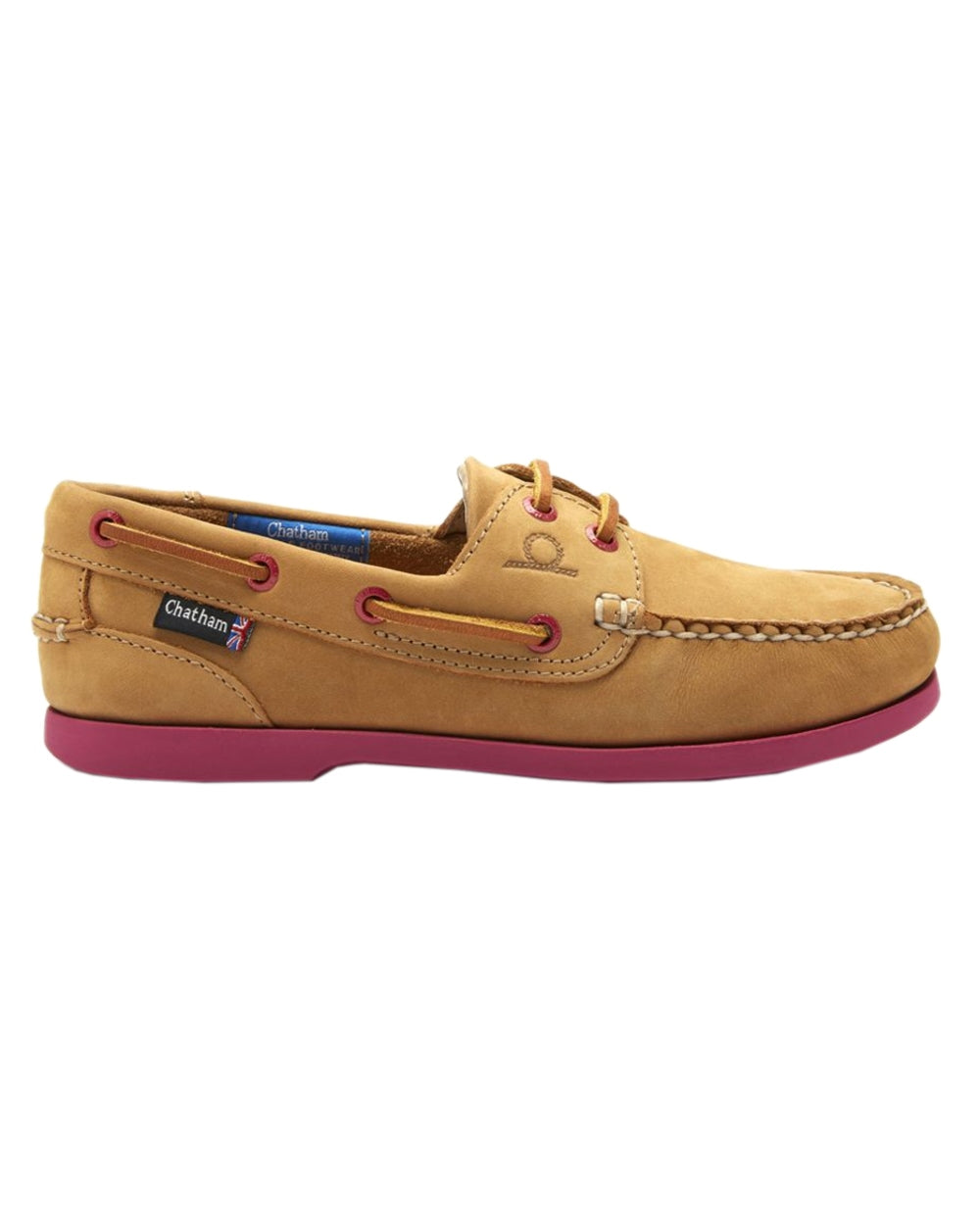 Tan Pink Coloured Chatham Womens Pippa II G2 Leather Boat Shoes on white background
