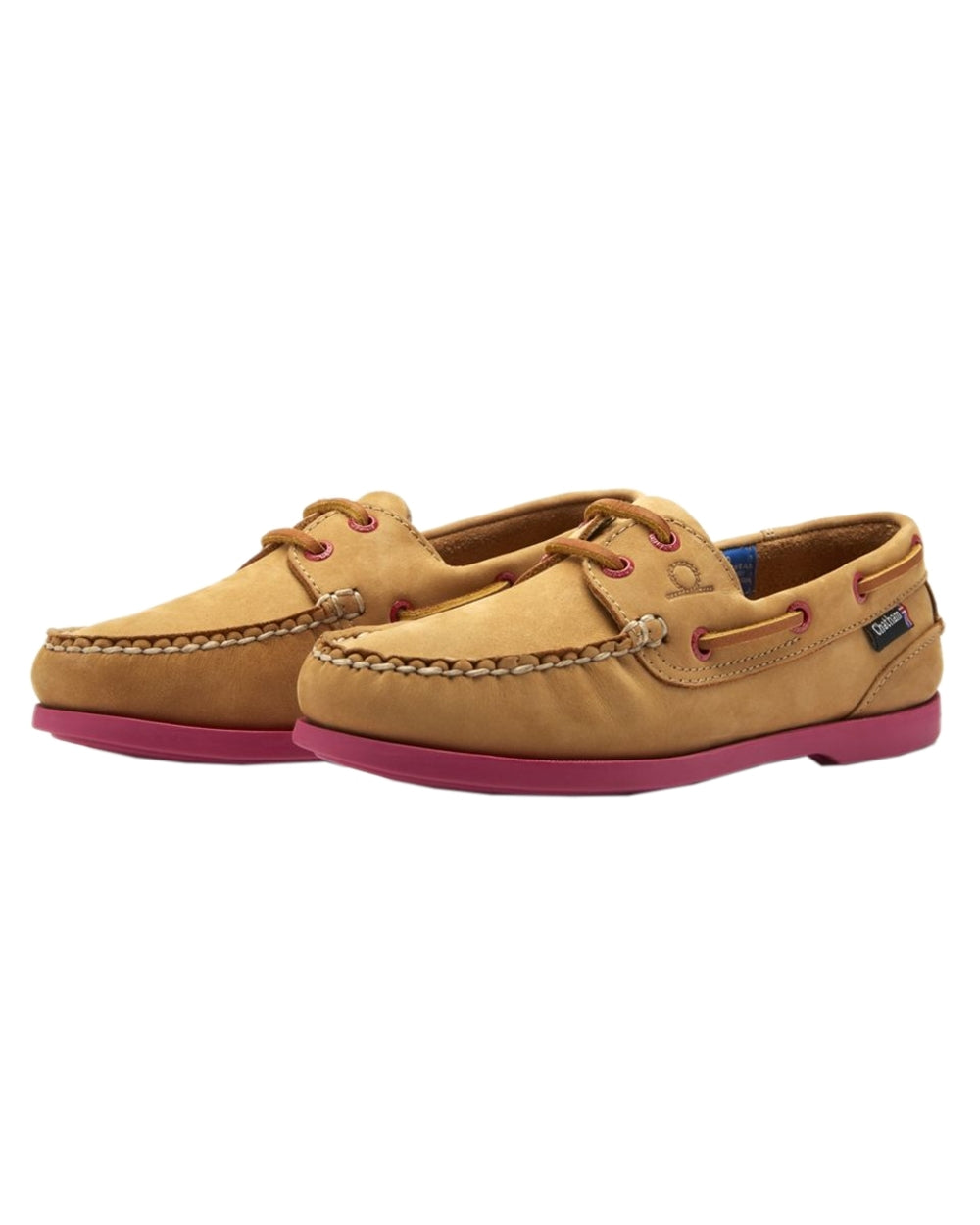 Tan Pink Coloured Chatham Womens Pippa II G2 Leather Boat Shoes on white background