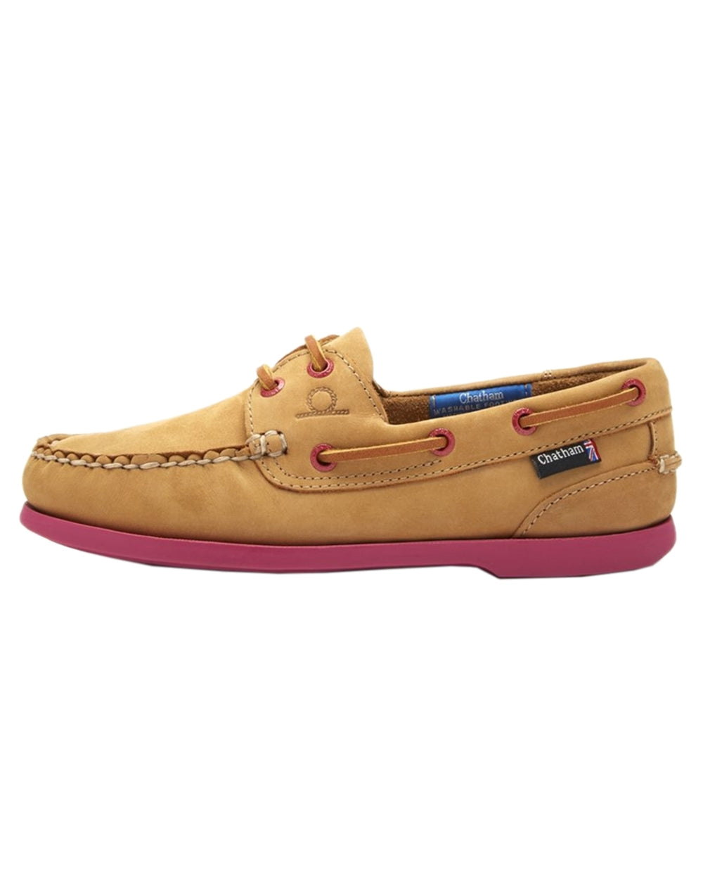Tan Pink Coloured Chatham Womens Pippa II G2 Leather Boat Shoes on white background