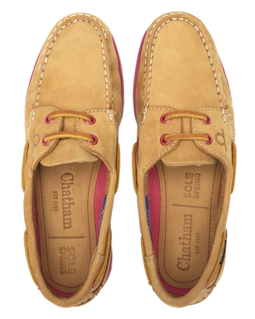 Tan Pink Coloured Chatham Womens Pippa II G2 Leather Boat Shoes on white background