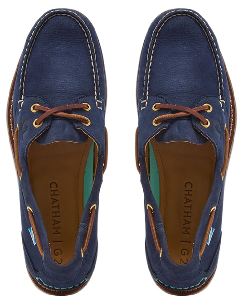 Navy coloured Chatham Lyme Lady G2 Premium Nubuck Boat Shoes on white background