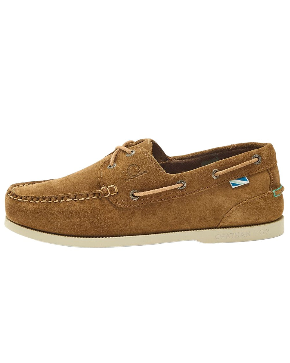 Tan coloured Chatham Mens Compass II Repello G2 Boat Shoes on white background