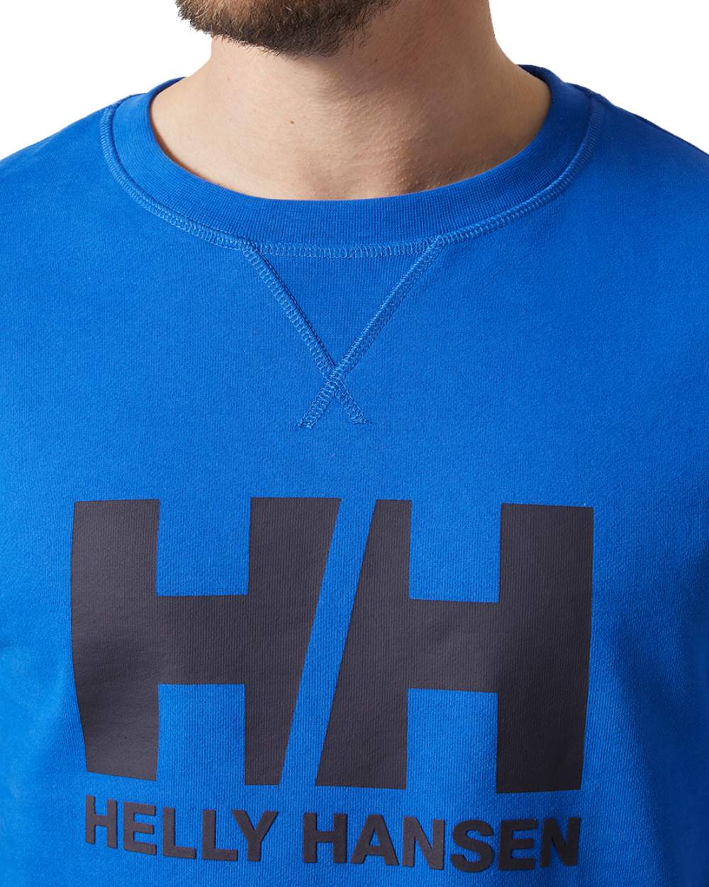 Cobalt 2.0 Coloured Helly Hansen Mens Logo Crew Sweatshirt On A White Background