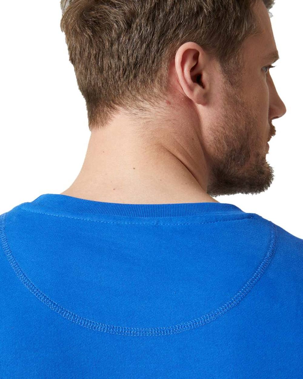 Cobalt 2.0 Coloured Helly Hansen Mens Logo Crew Sweatshirt On A White Background