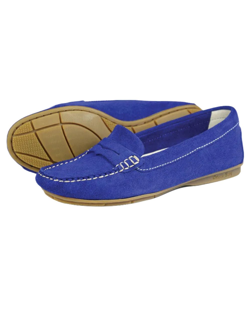 Cobalt Coloured Orca Bay Womens Florence Suede Loafers On A White Background 