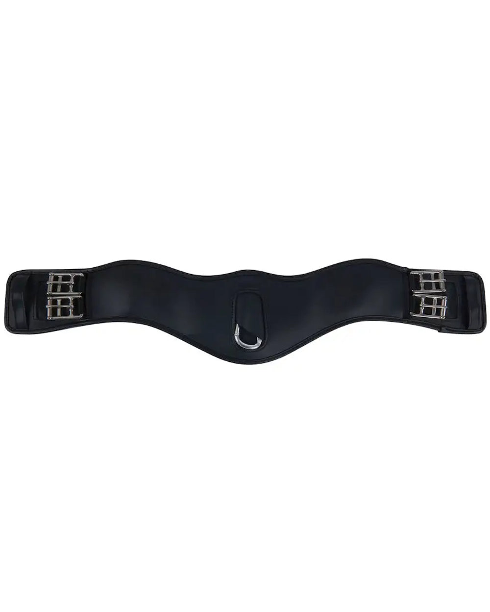 Black coloured Collegiate Anatomic Dressage Girth on white background