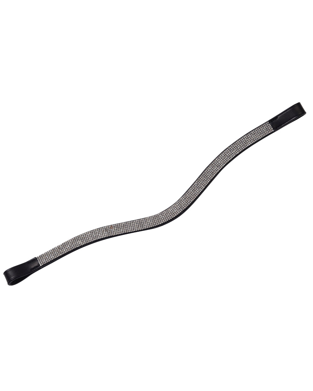 Black coloured Collegiate Curved Silver Chain Browband on white background