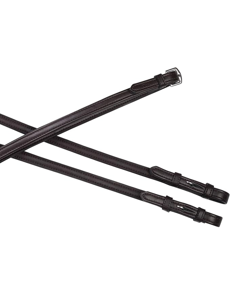 Brown coloured Collegiate Syntovia plus Plain Flat Reins on white background
