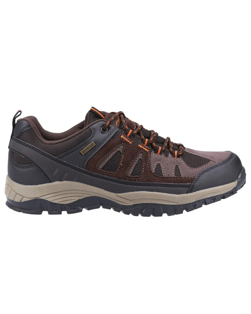 Brown coloured Cotswold Mens Maisemore Low Hiking Shoes on white background