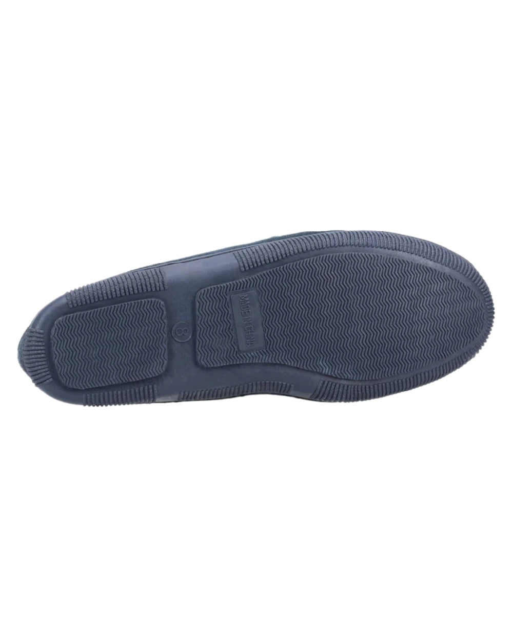 Navy Coloured Cotswold Mens Sodbury Moccasin Slippers on white background
