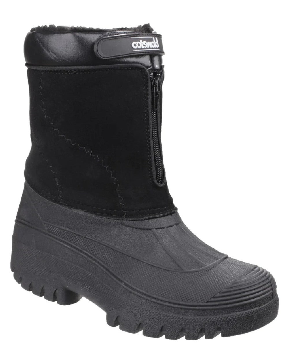 Black coloured Cotswold Mens Venture Waterproof Winter Boots on white background