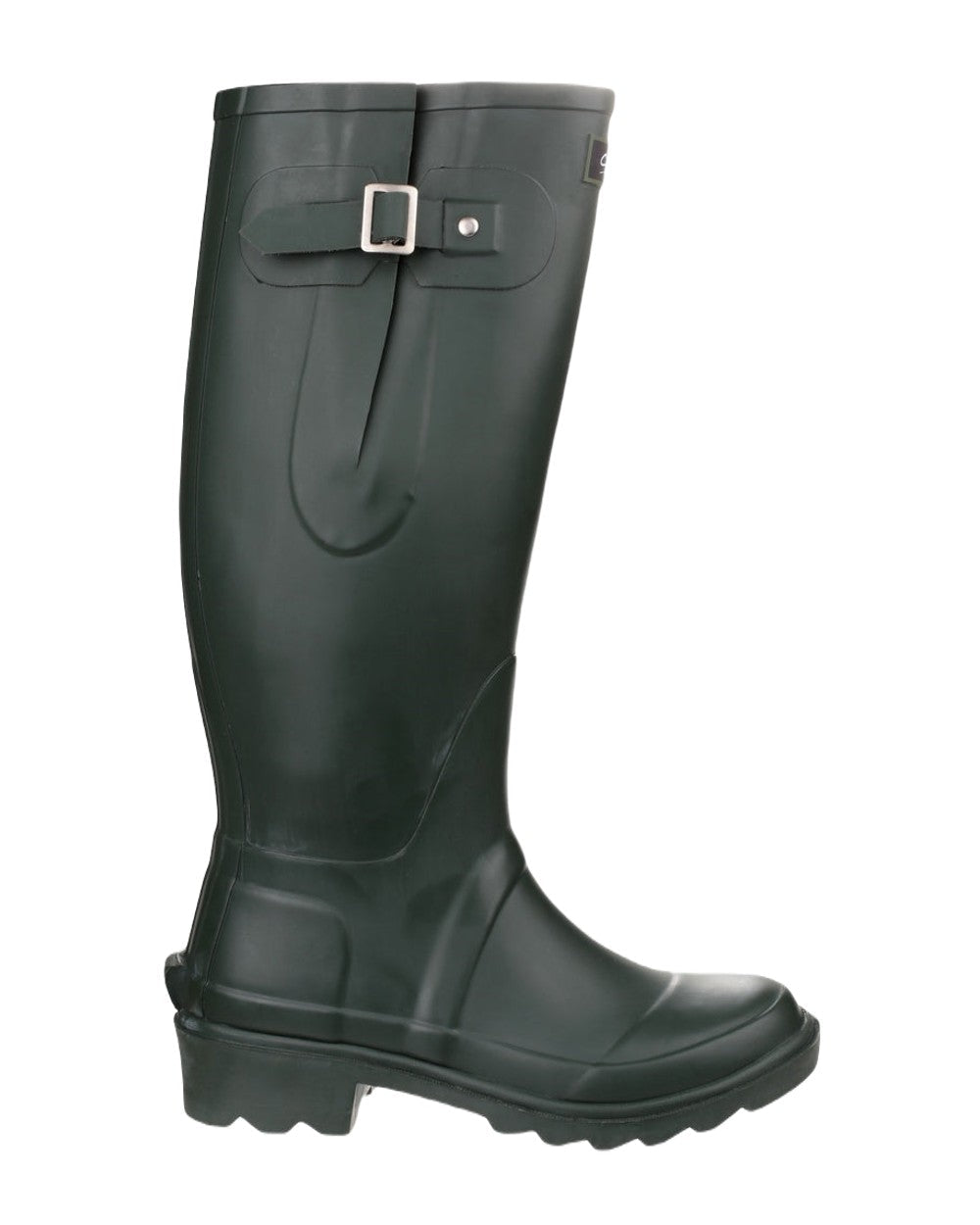 Green coloured Cotswold Ragley Waterproof Wellington Boots on white background