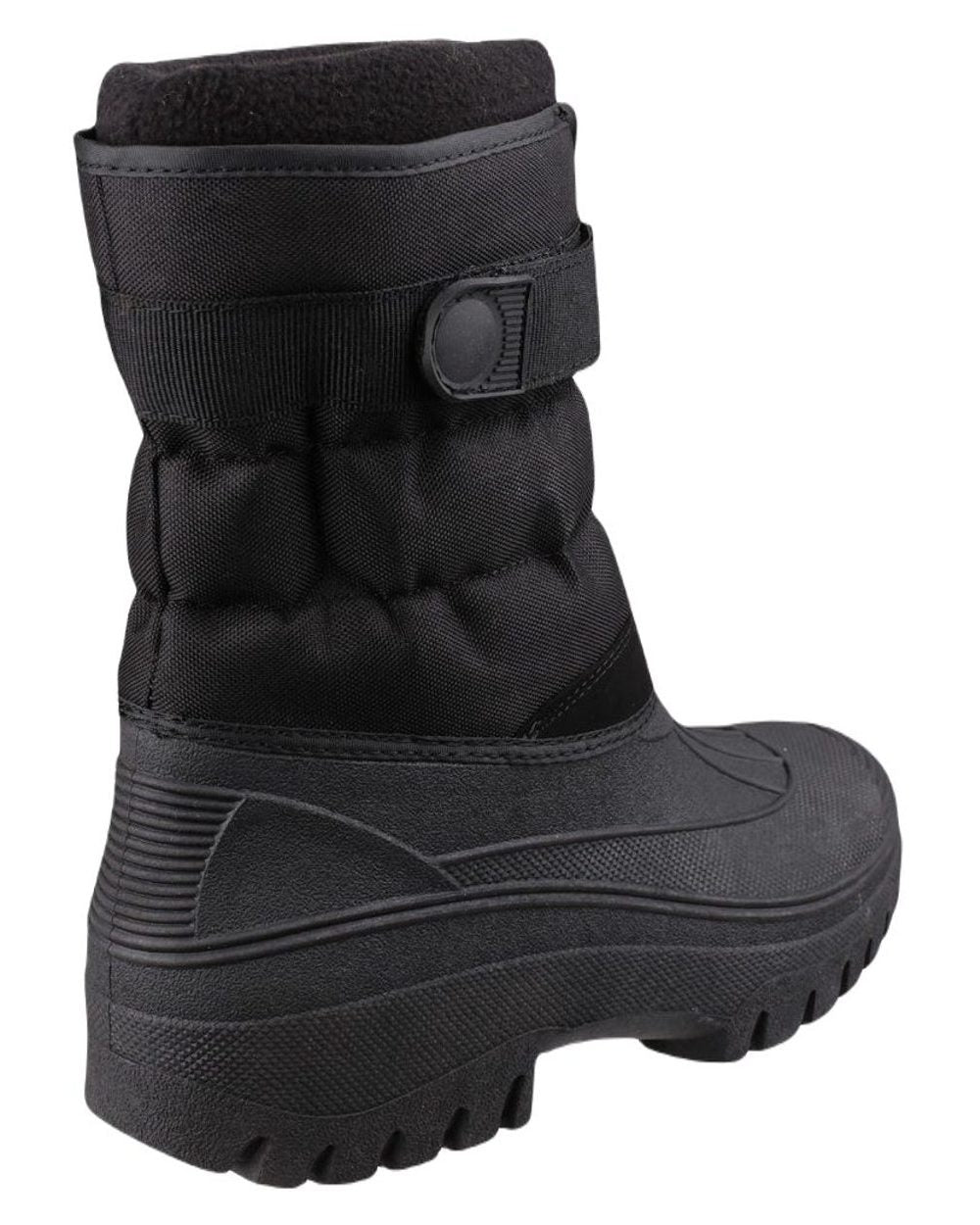 Black coloured Cotswold Womens Chase Zip Up Winter Boots on white background