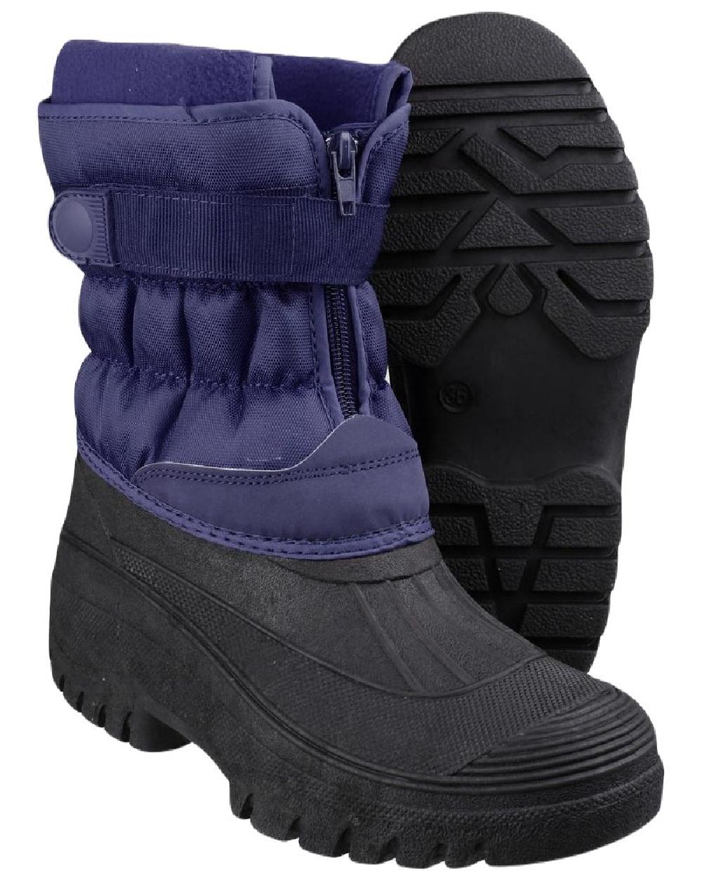 Navy coloured Cotswold Mens Chase Zip Up Winter Boots on white background