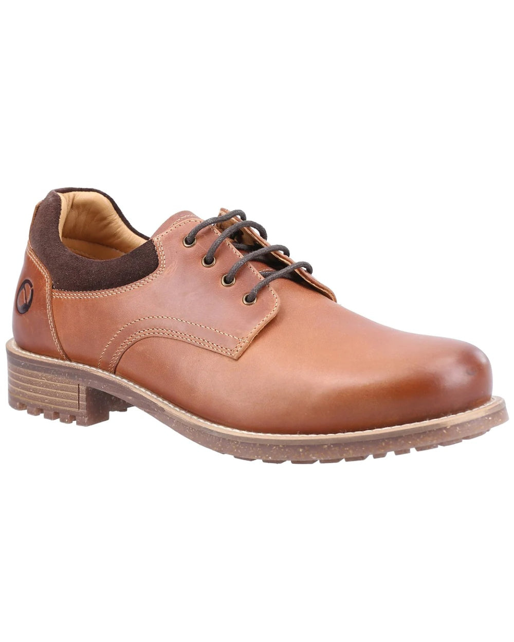 Tan coloured Cotswold Shipton Shoes on white background 