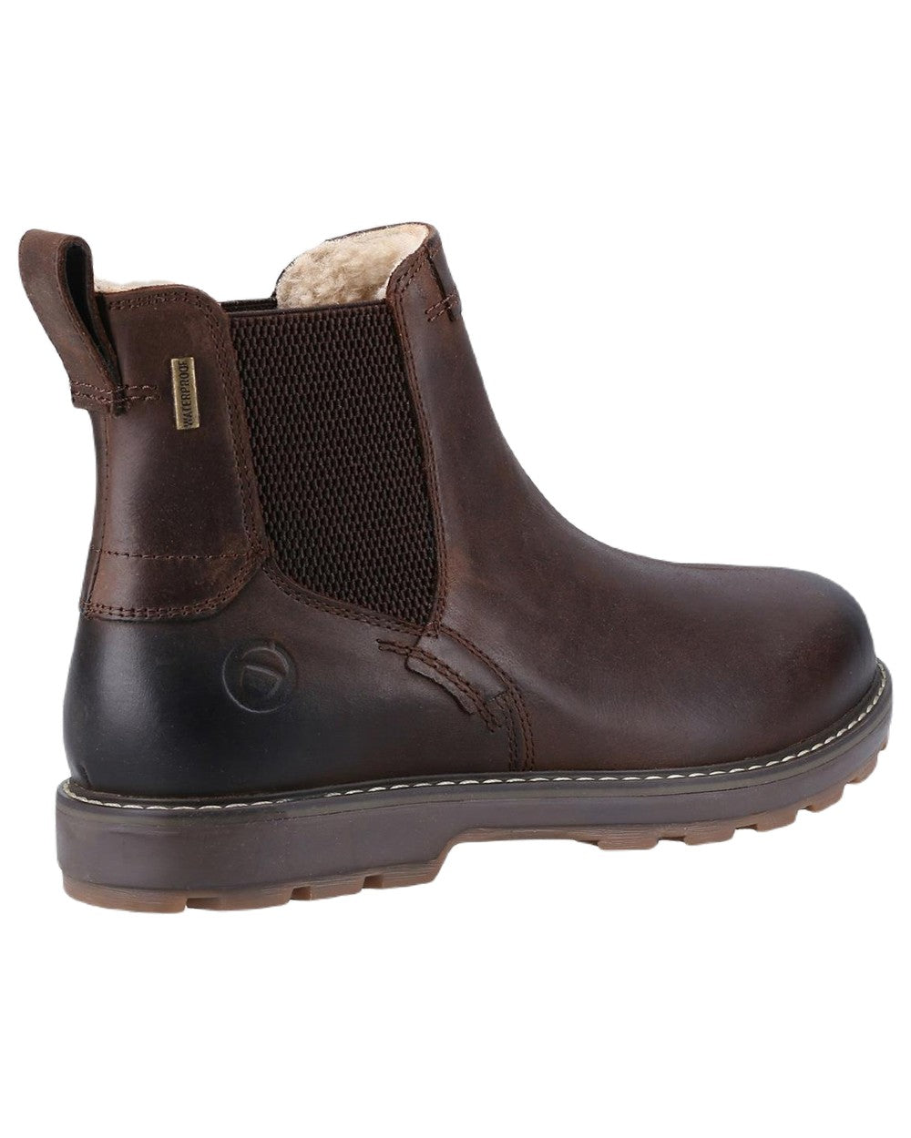 Brown coloured Cotswold Snowshill Chelsea Boots on white background 