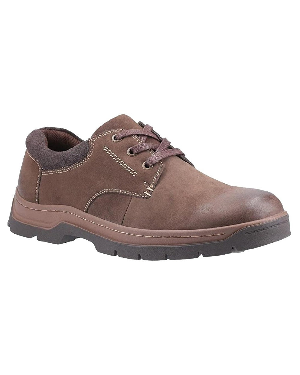 Brown coloured Cotswold Thickwood Burnished Leather Casual Shoes on white background