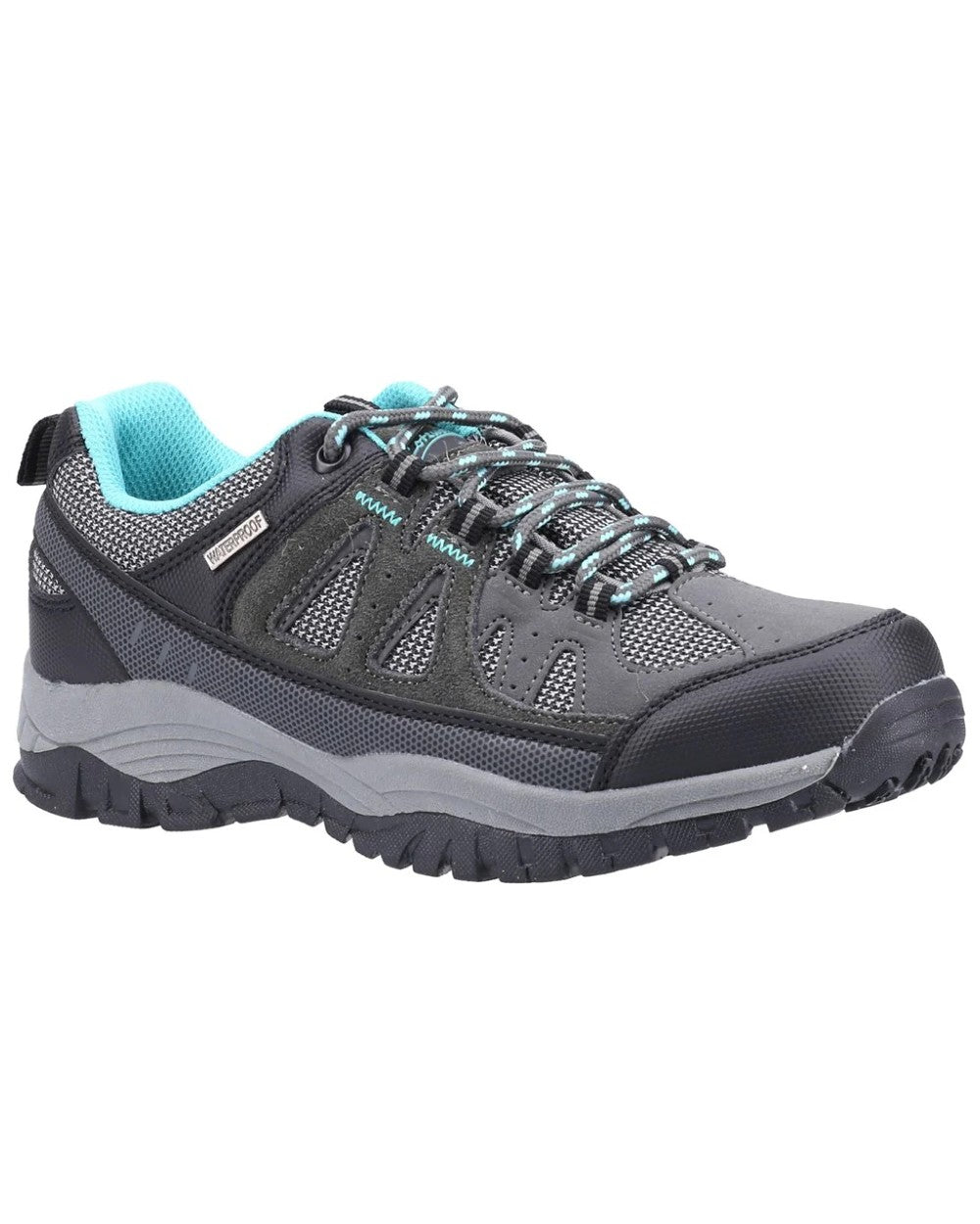 Grey coloured Cotswold Womens Maisemore Low Hiking Shoes on white background