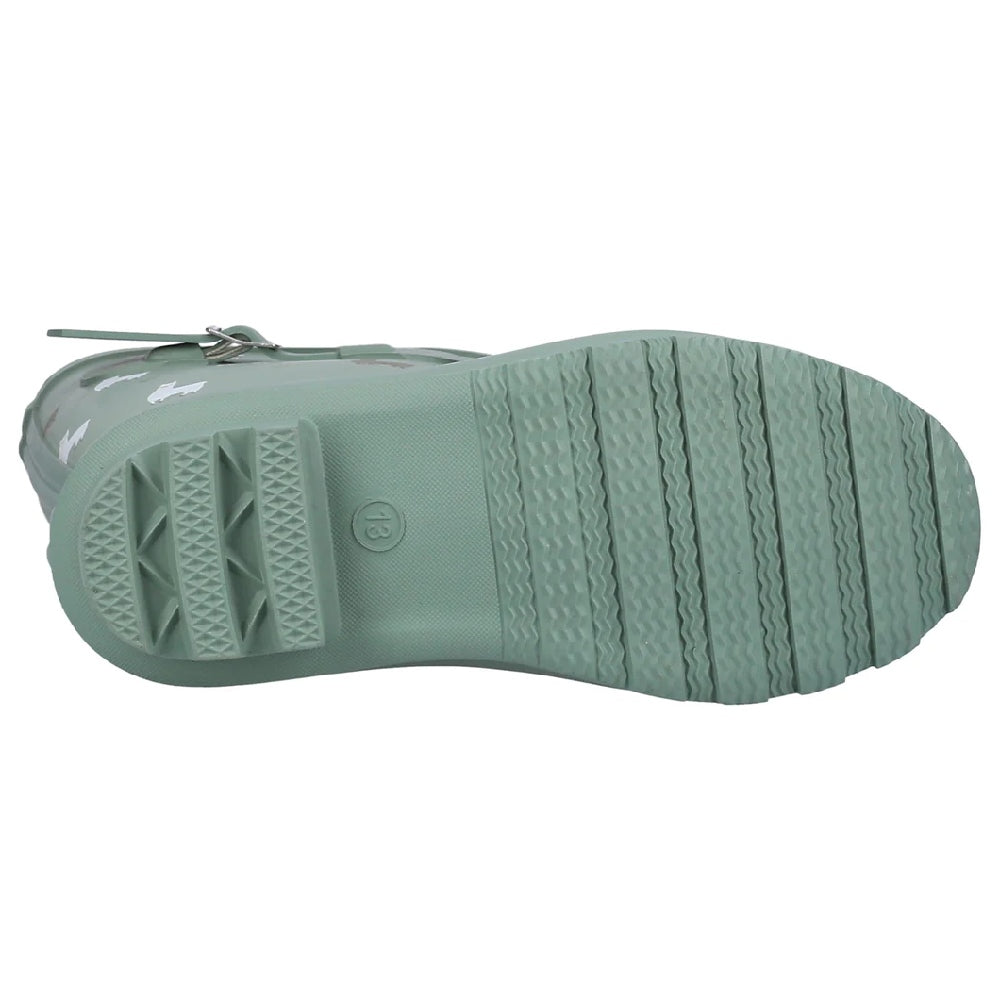 Cotswold Childrens Farmyard Wellington Boots in Alpaca Print Green