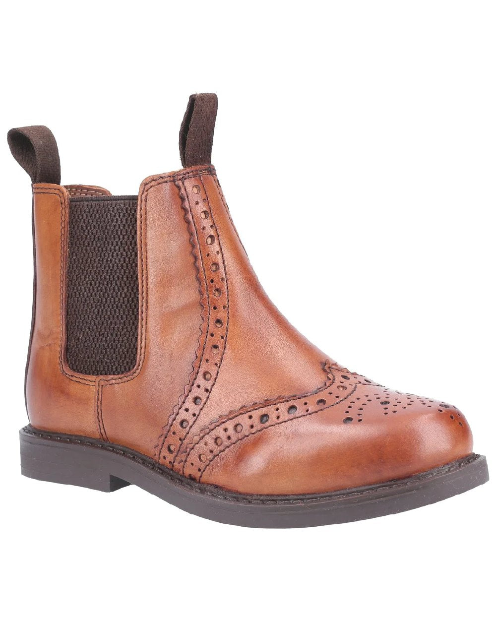 Cotswold Childrens Nympsfield Brogue Pull On Chelsea Boots in Tan