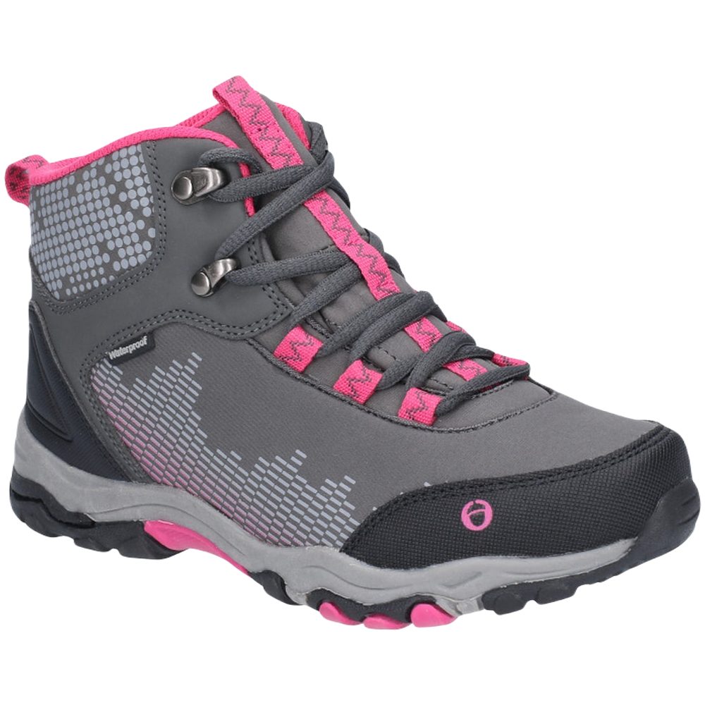 Cotswold Ducklington Lace Up Hiking Waterproof Boots In Grey Pink