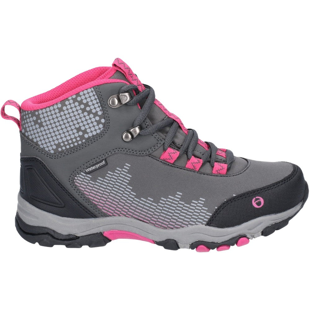 Cotswold Ducklington Lace Up Hiking Waterproof Boots In Grey Pink