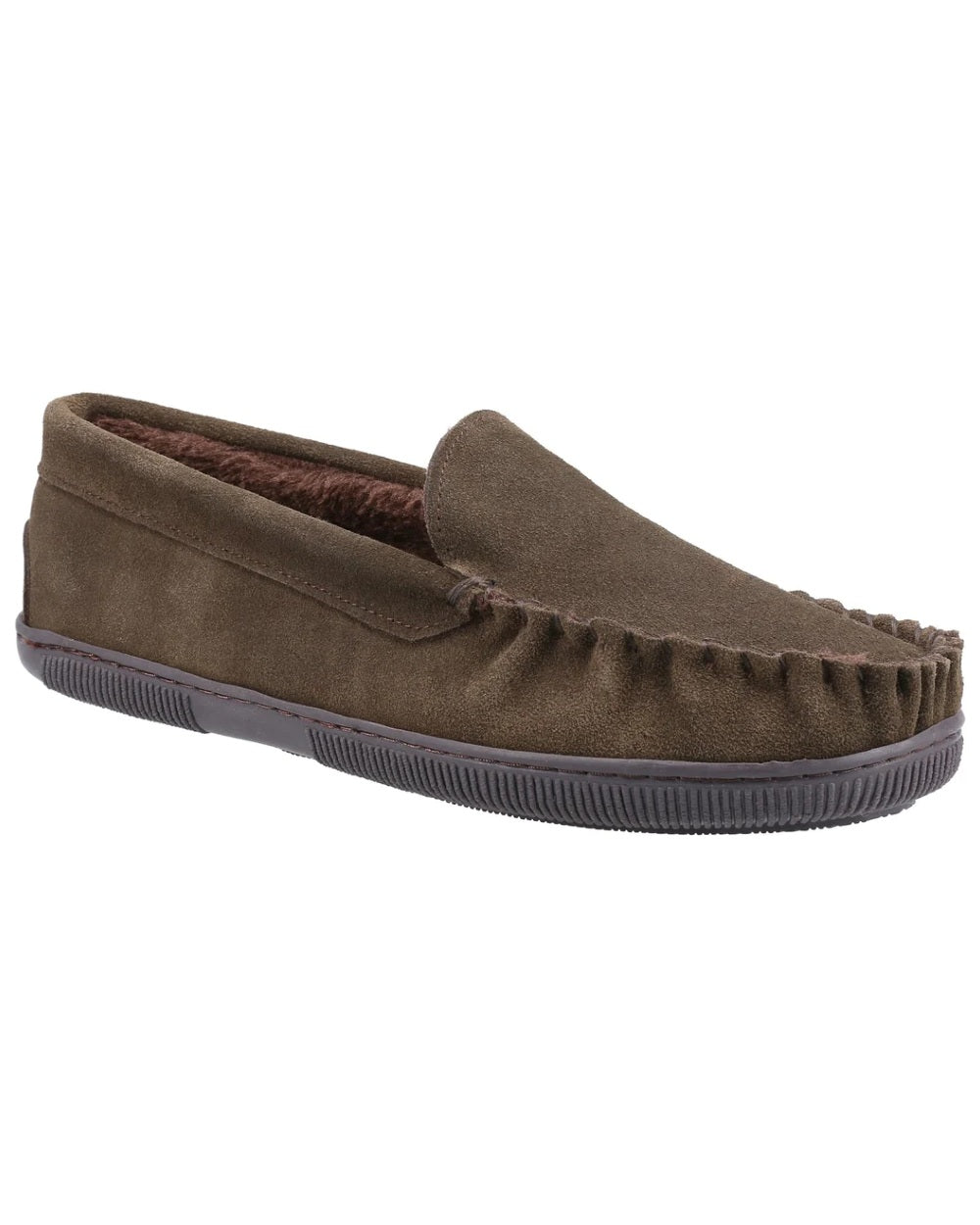 Cotswold Mens Sodbury Moccasin Slippers in Brown 