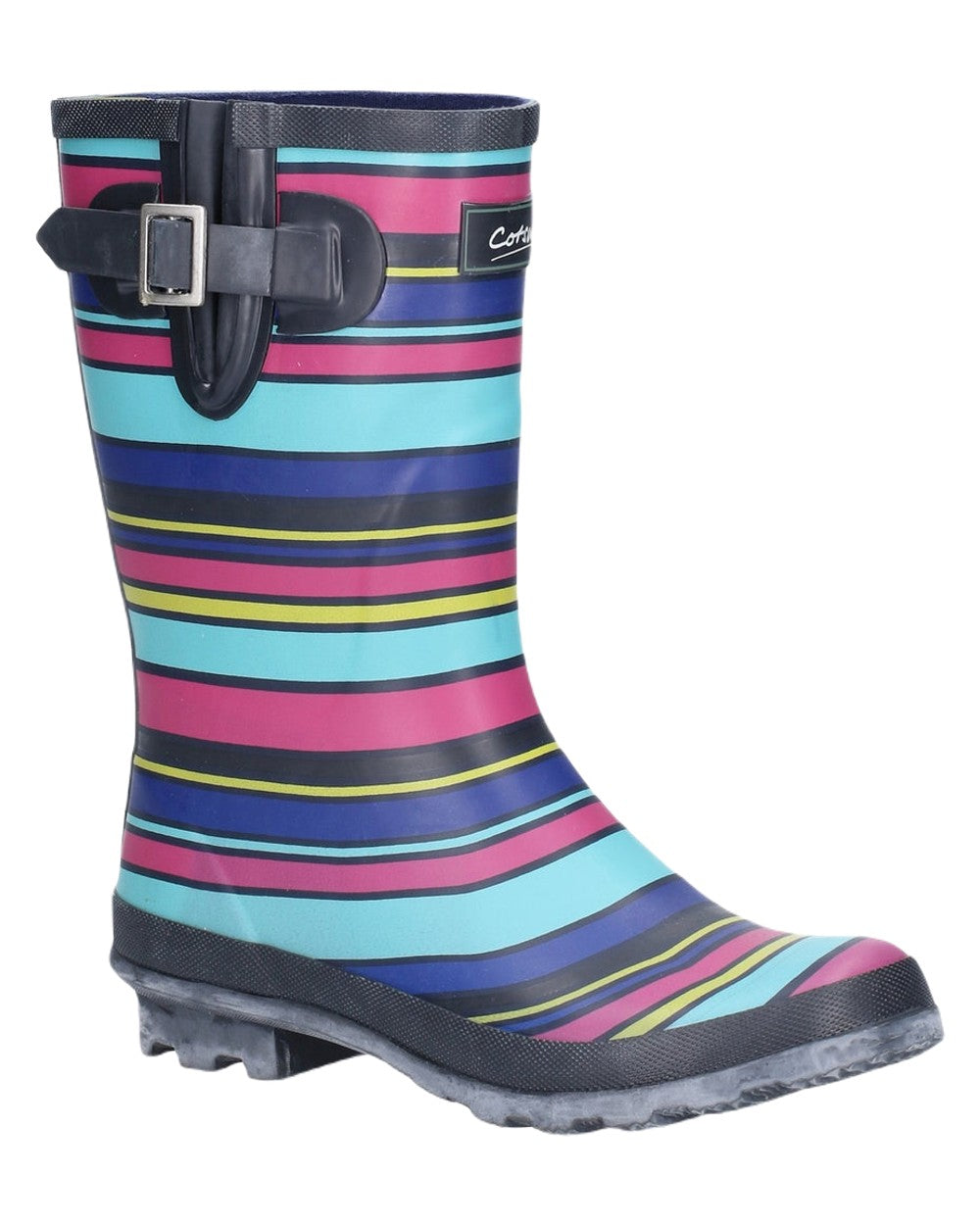 Cotswold Paxford Elasticated Mid Calf Wellington Boots In Multi Stripes
