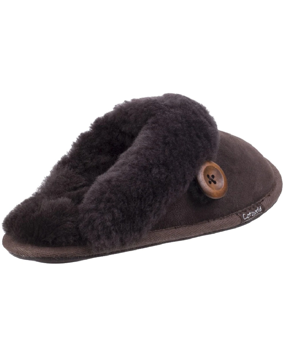 Cotswold Womens Lechlade Sheepskin Mule Slippers in Chocolate