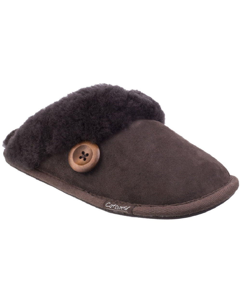 Cotswold Womens Lechlade Sheepskin Mule Slippers in Chocolate