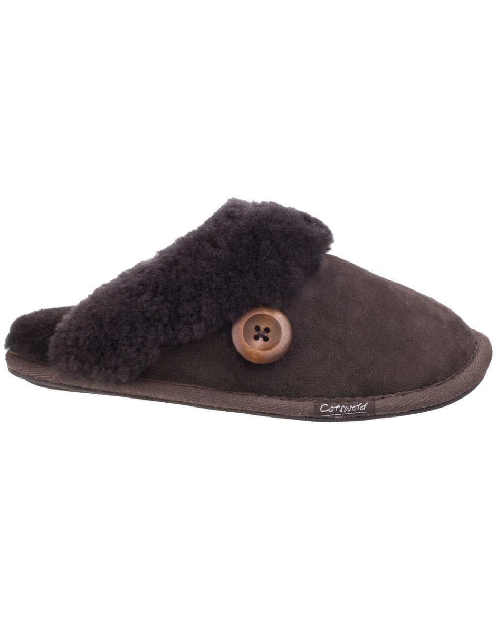 Cotswold Womens Lechlade Sheepskin Mule Slippers in Chocolate