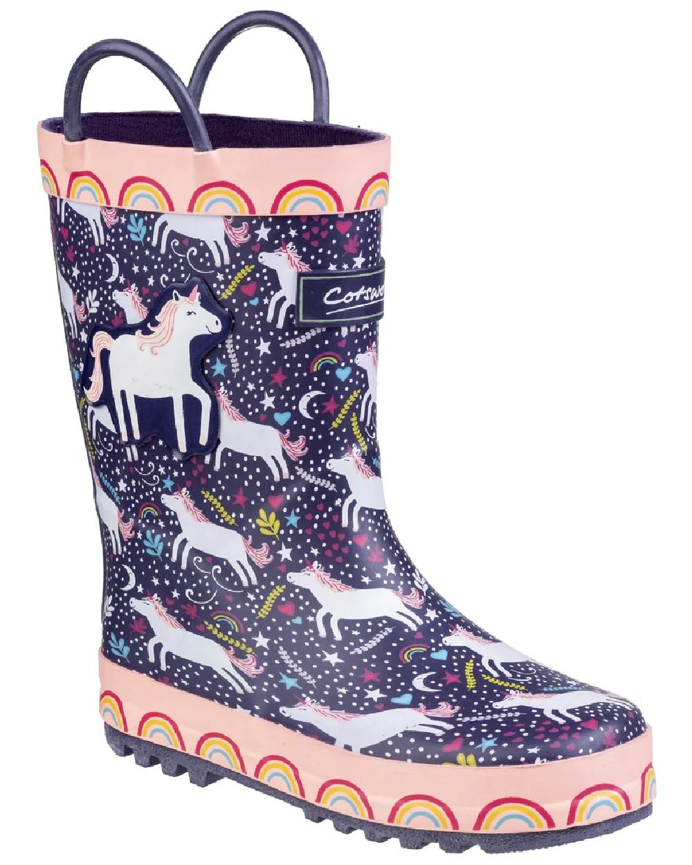 Cotswold Kids Sprinkle Wellington Boots in Dark Purple
