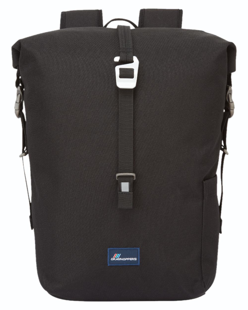 Black coloured Craghoppers 16L Kiwi Classic Rolltop II Backpack on white background