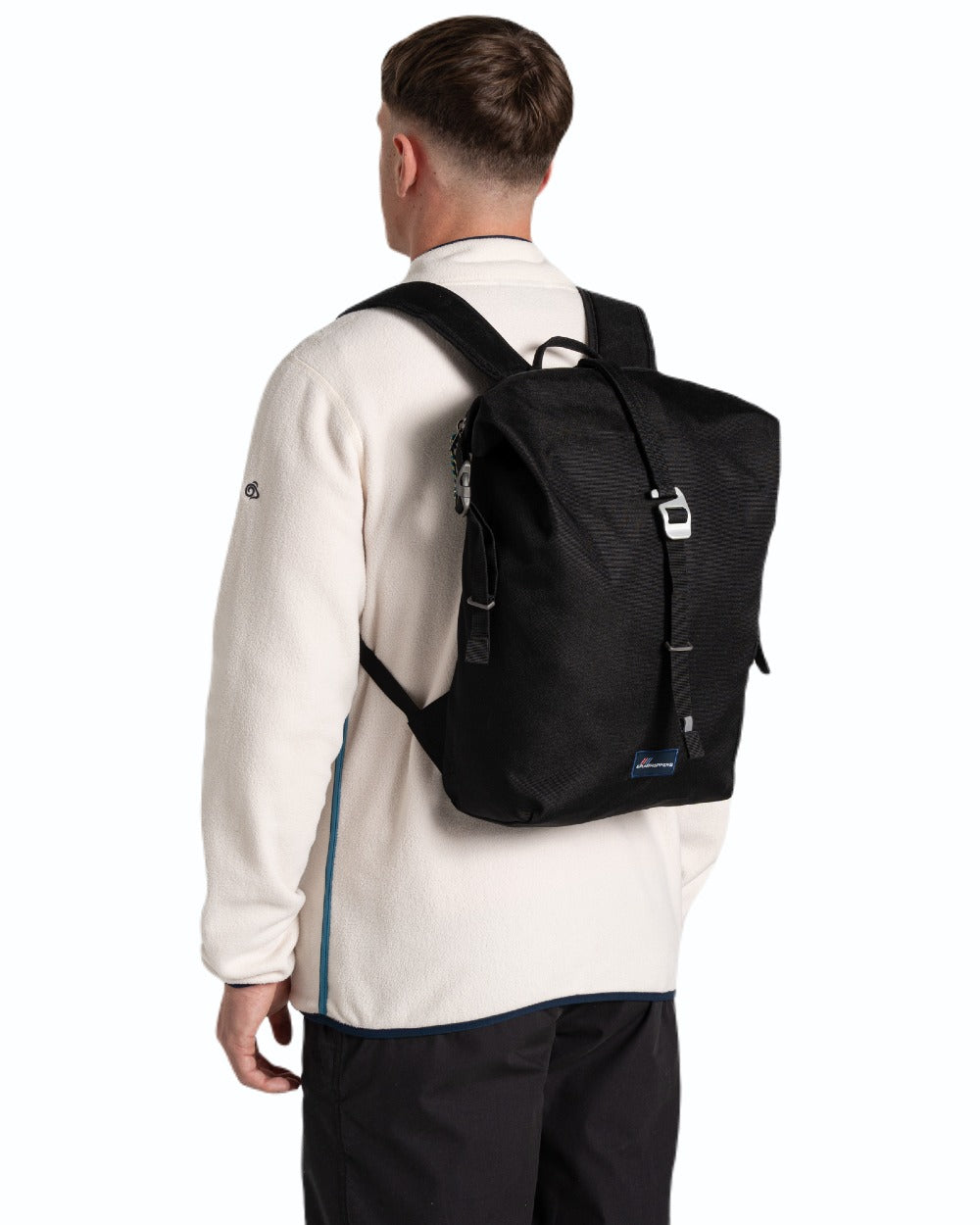 Black coloured Craghoppers 16L Kiwi Classic Rolltop II Backpack on white background