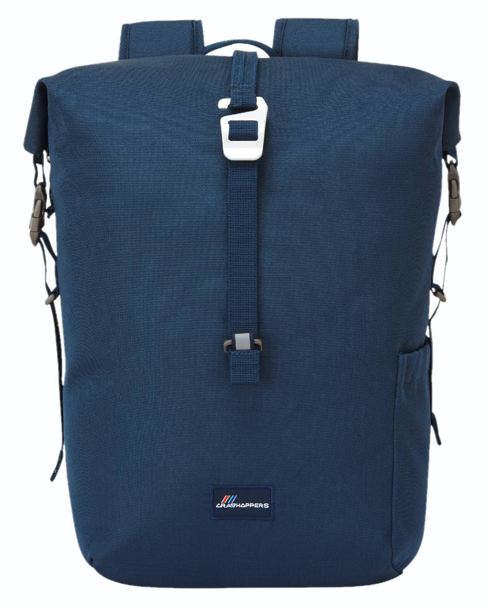 Blue Stone coloured Craghoppers 16L Kiwi Classic Rolltop II Backpack on white background
