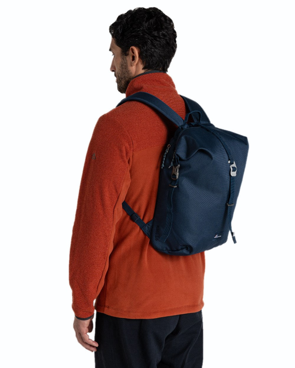 Blue Stone coloured Craghoppers 16L Kiwi Classic Rolltop II Backpack on white background