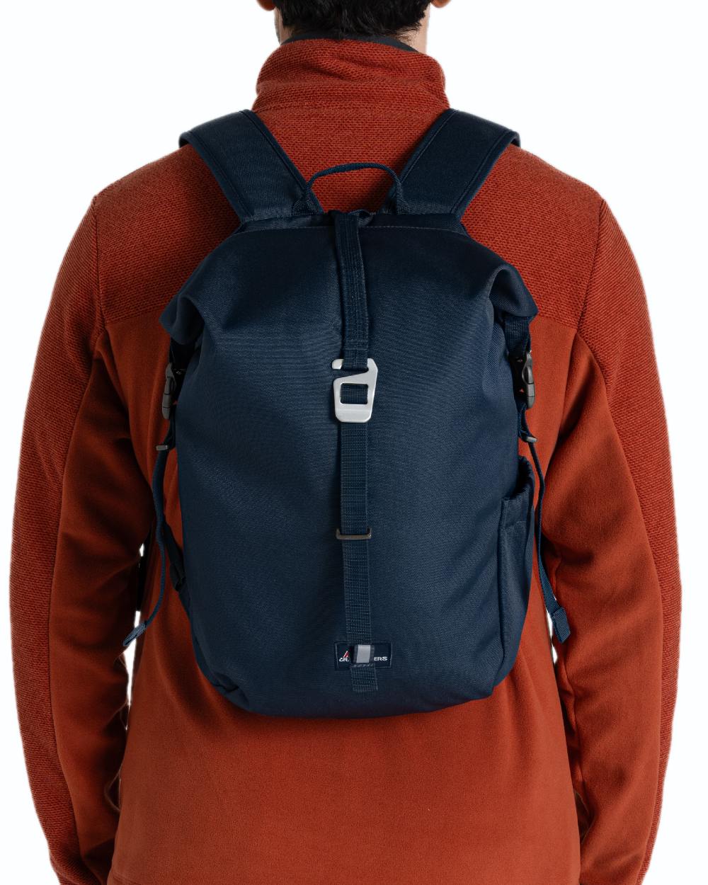 Blue Stone coloured Craghoppers 16L Kiwi Classic Rolltop II Backpack on white background