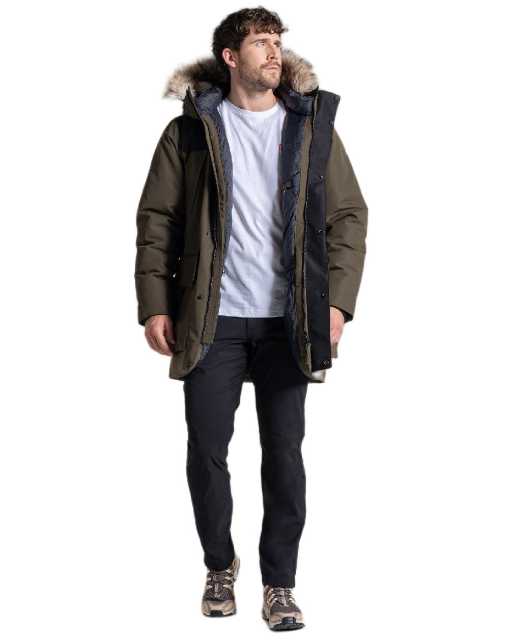 Woodland Green Coloured Craghoppers Bishorn Insulated Jacket on white background